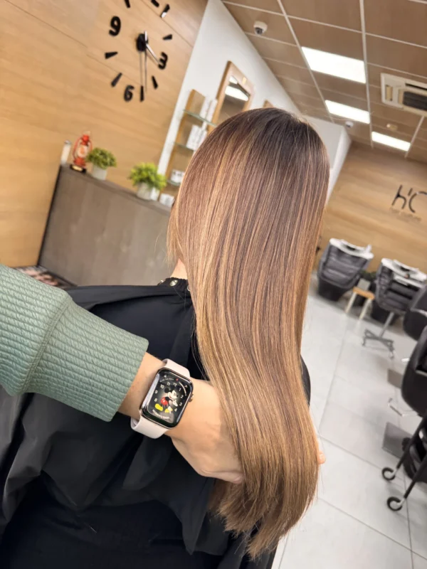 Before And After Hair Shots Showing How Airtouch Improves Colour Flow And Reduces Harsh Lines