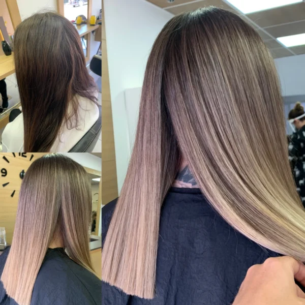 Professional Airtouch Stylist Working With Clean Sections For Natural Blonde Lift