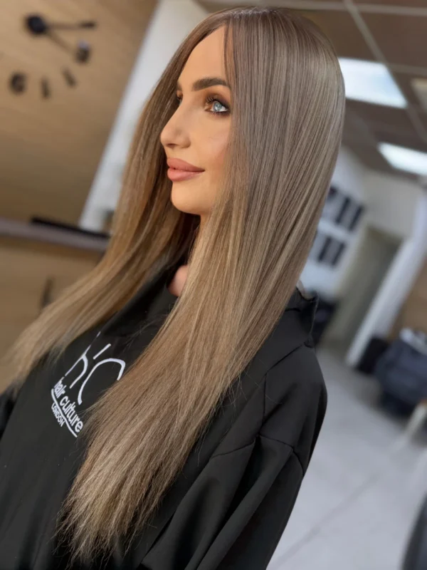 Stylist Performing Airtouch Blonding Explaining Sectioning Airflow And Tone Selection