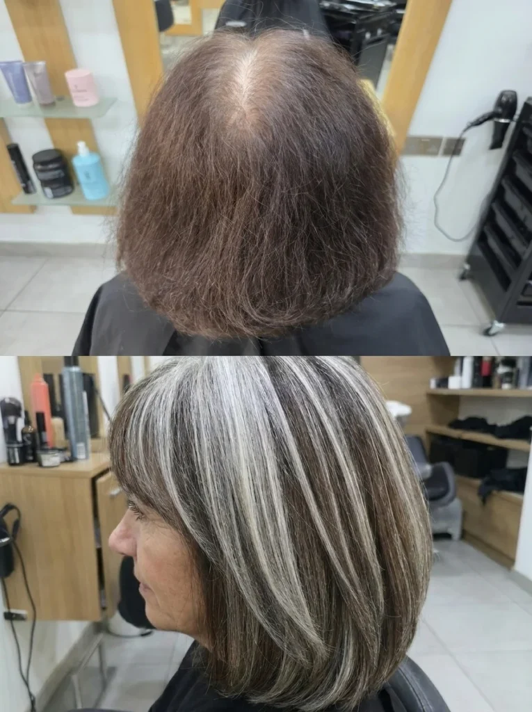 Grey Blending Before After Dark Brown To Silver Highlights Hair Culture London